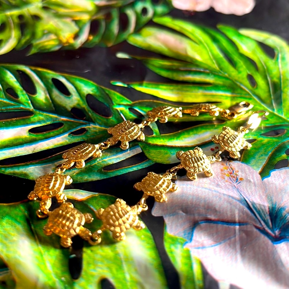 14k 🌺Michael Anthony turtle Honu Hawaii bracelet 🤩 solid gold rare!